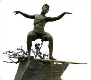 Amid criticism, artist defends Cardiff surfing sculpture