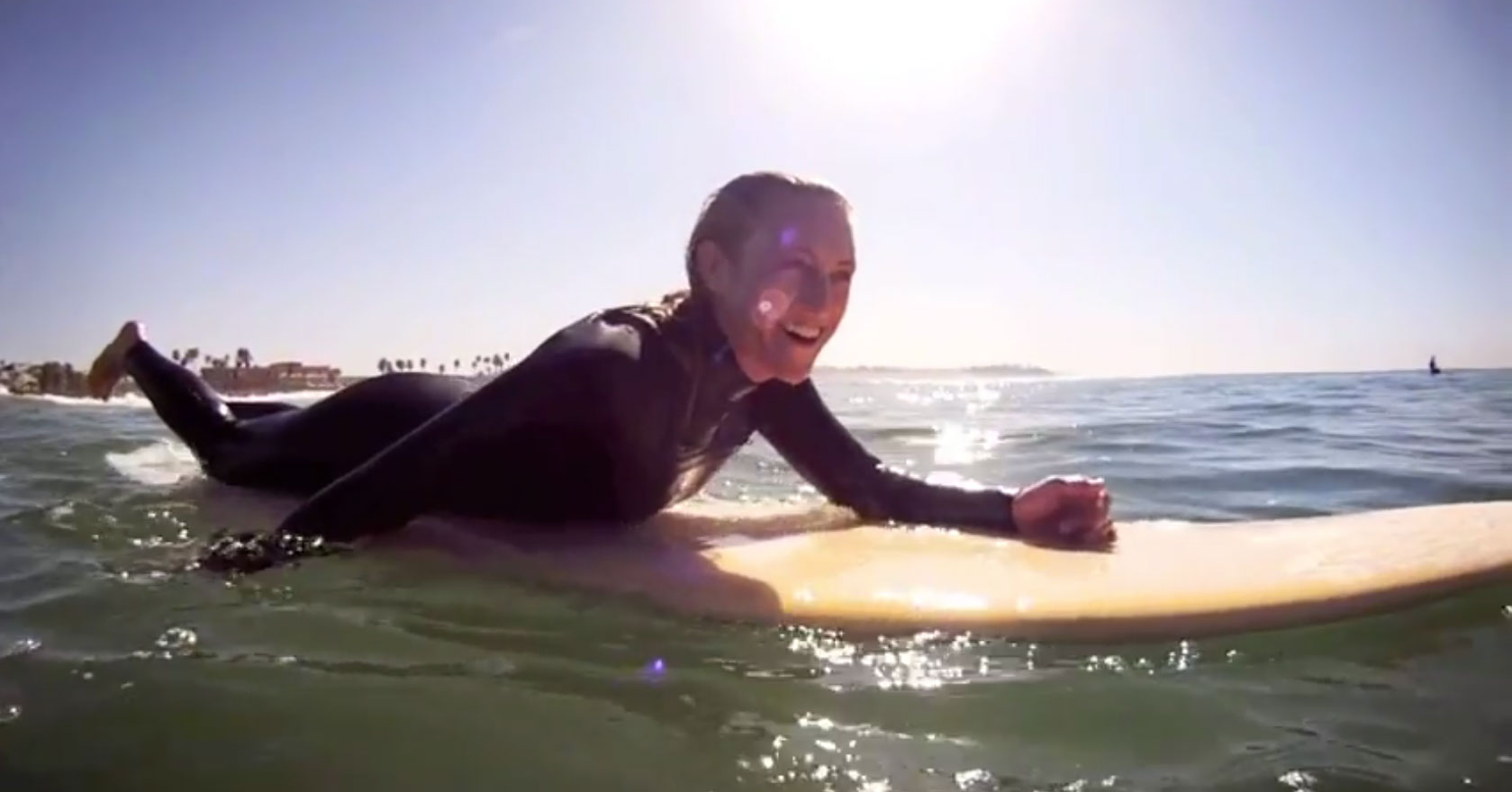 Cori Schumacher, surfing in Cardiff, California