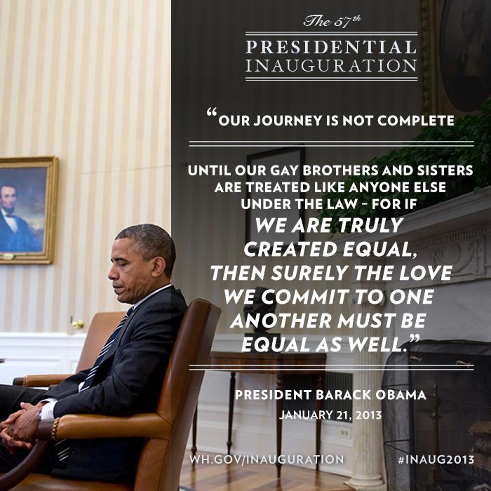 Gay Right in Obama’s Presidential Inauguration Speech – Jan. 21, 2013